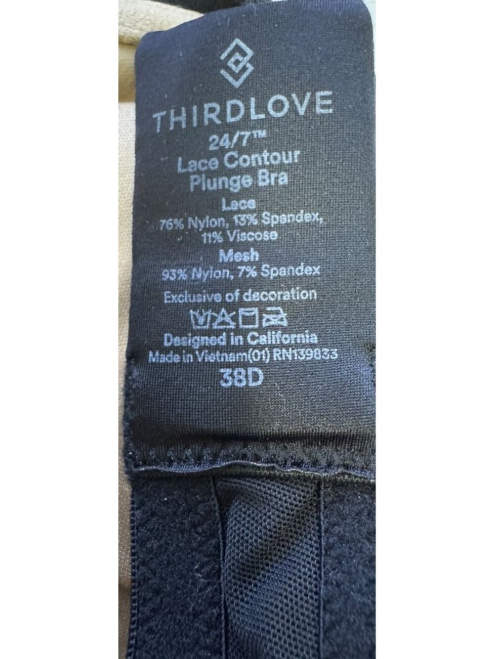 ThirdLove 24/7 Lace Contour Plunge Black Underwire Bra Women's Women's Size 38D - Picture 7 of 7